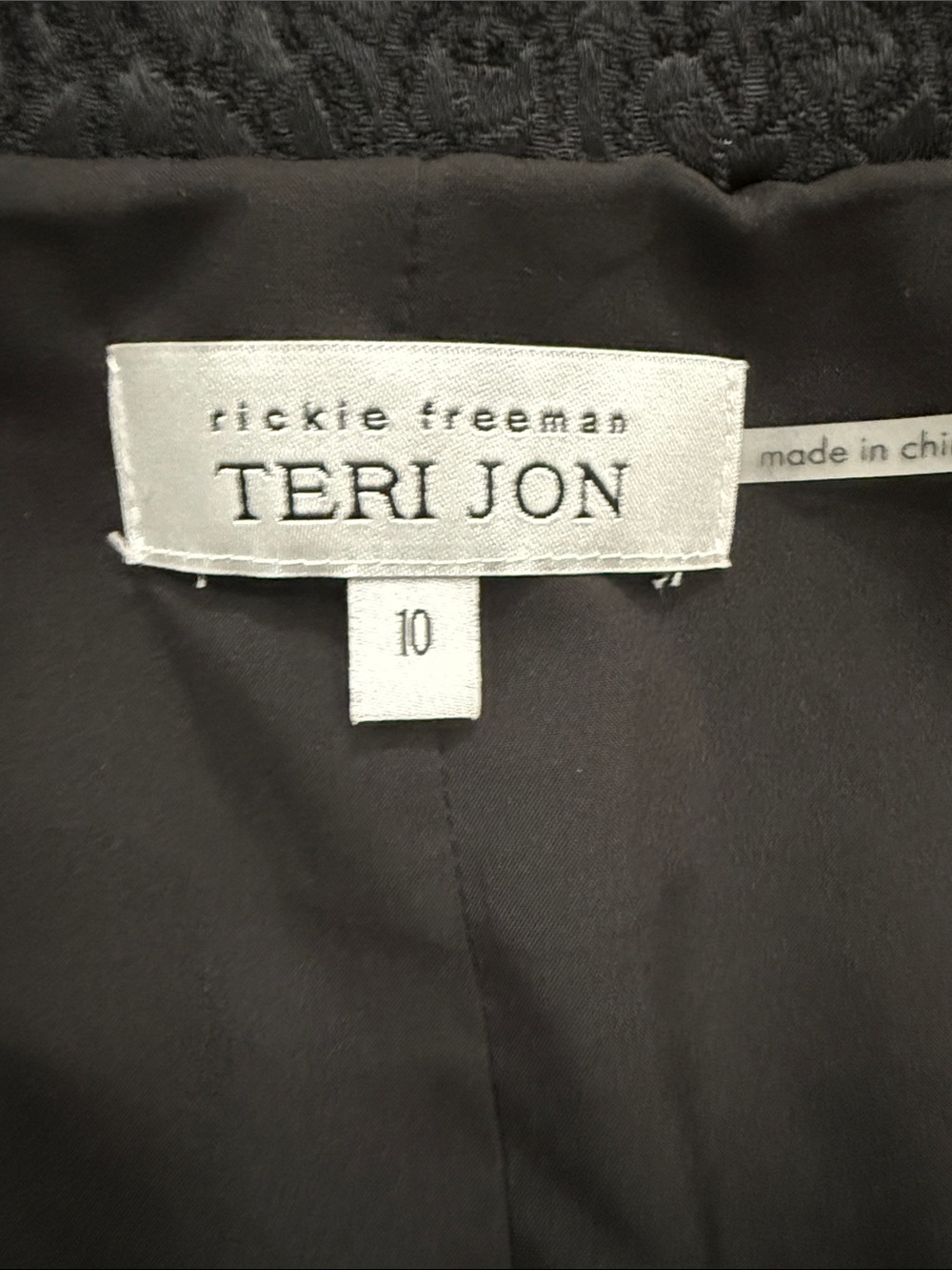 Rickie Freeman TERI JON Black Jacquard Double Breasted Coat Dress Rhinestone 10 - Picture 2 of 7